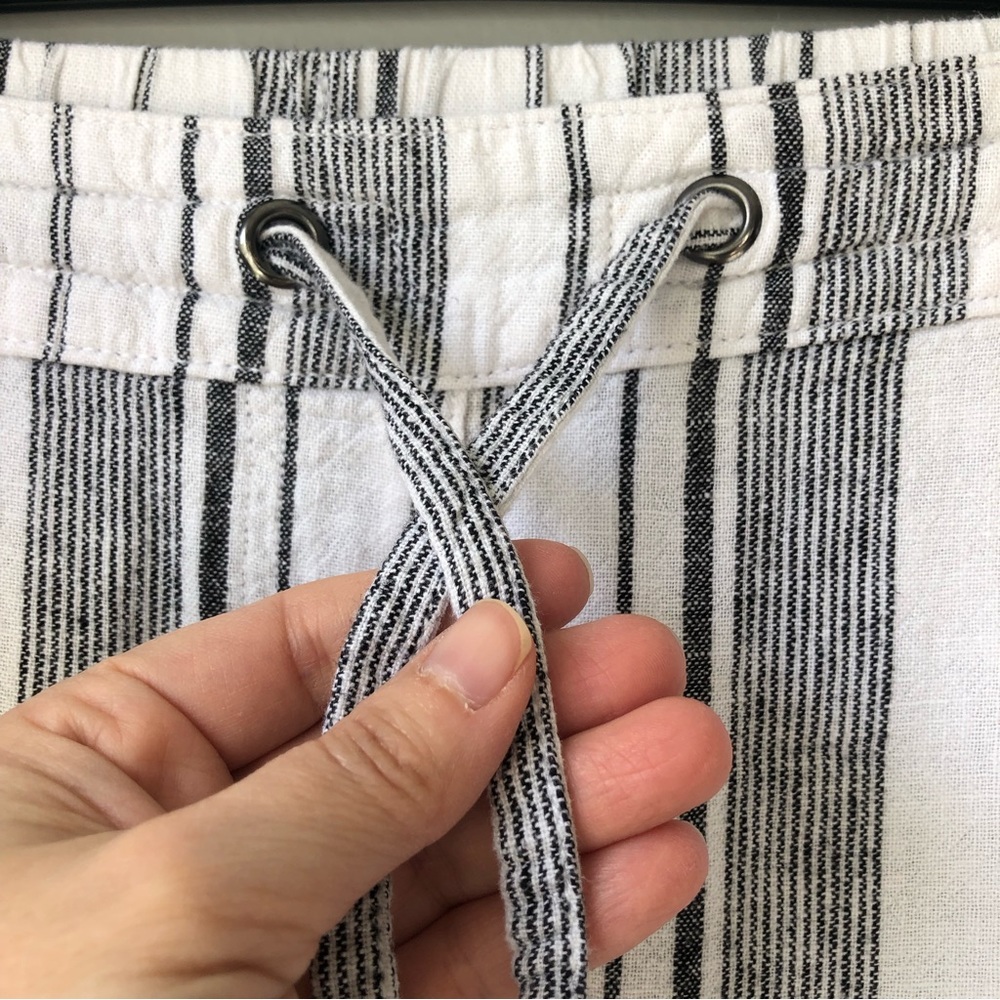 Per Se Womens Wide Leg Capri Pants Linen Blend Striped Drawstring Size 3X - Picture 2 of 9
